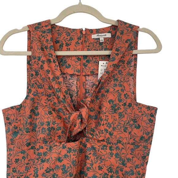 NWT Madewell Orange Floral Sleeveless Stephanie Midi Cotton Dress Size 4 - Picture 7 of 12
